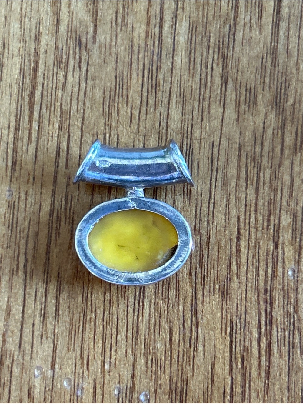 Vintage Handcrafted Sterling Silver Pendant with Butterscotch Amber Cabochons - Picture 5 of 7